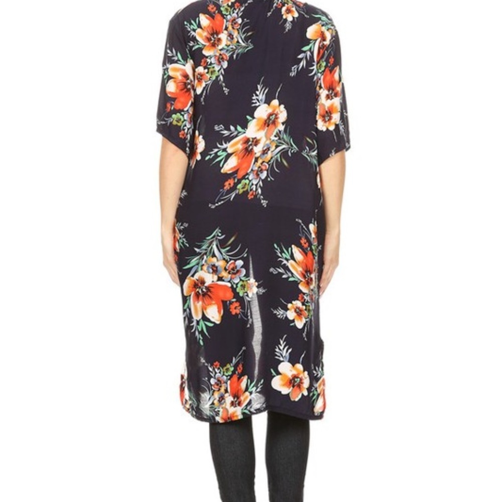 Navy Floral print cardigan